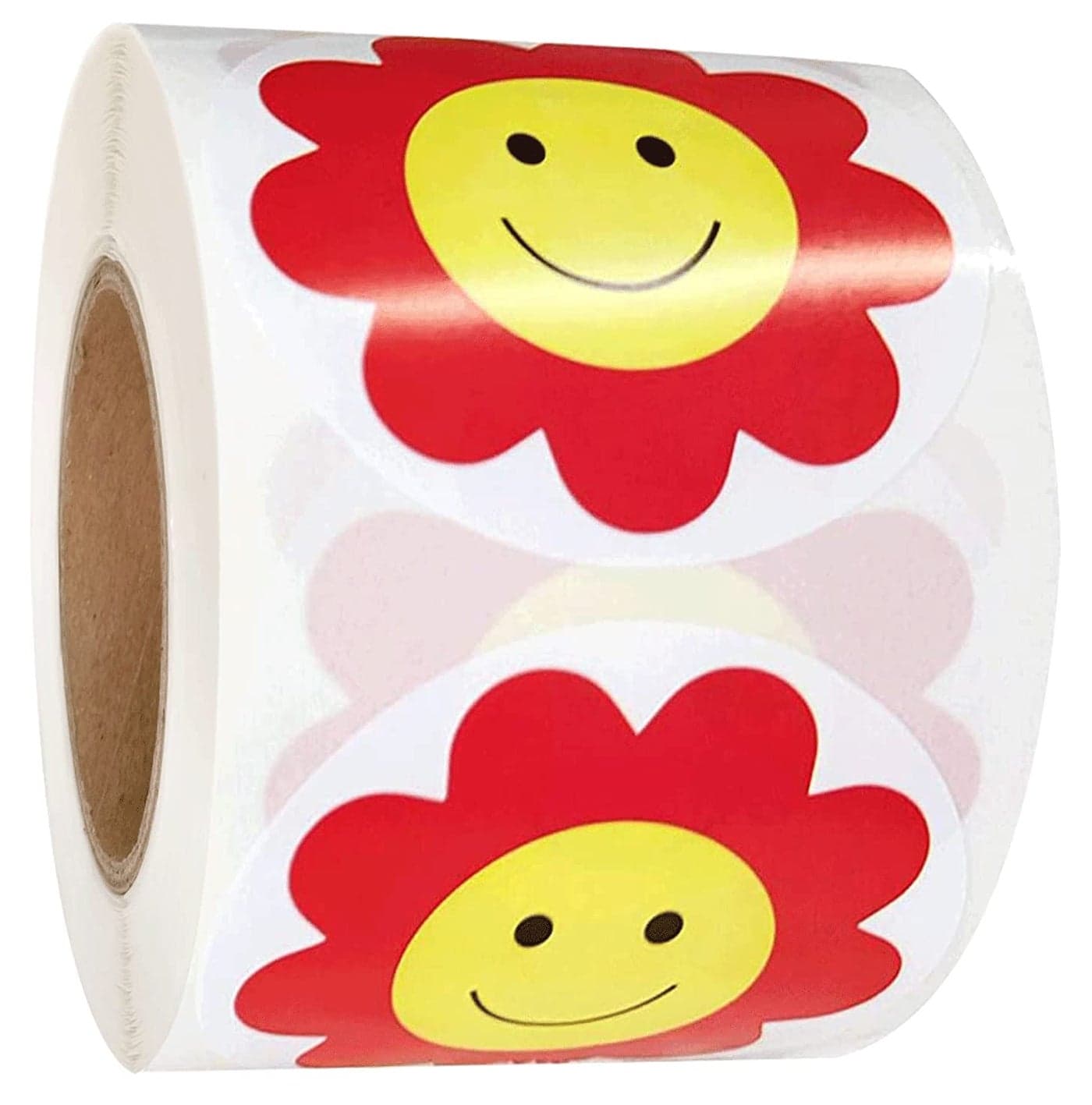 Yellow Face Stickers 2 Inch Red Flower Happy Face Sticker Teacher Reward Stickers Circle Sticker 500 Round Happy Labels