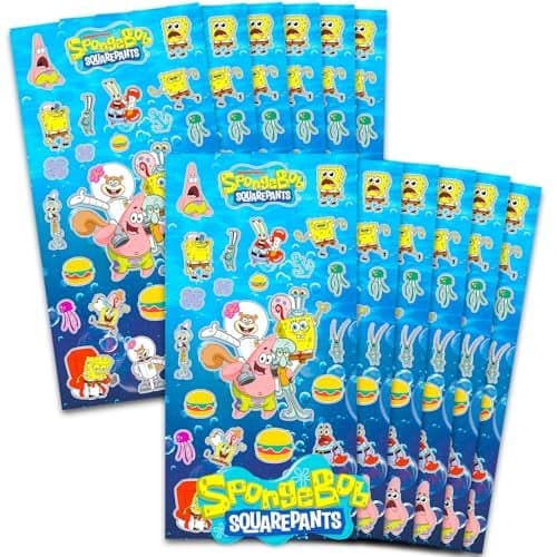 Spongebob Squarepants Party Favors for Boys Girls Bundle 12 Pack Sticker Sheets for Kids Birthday Party Goodie Bags Spongebob Party Supplies