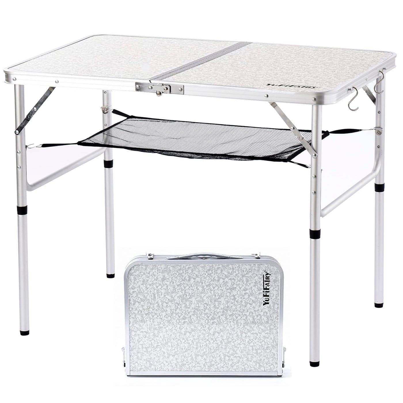 Folding Camping Table 36L x24W Camp Aluminum Table with Adjustable Height Legs Indoor Outdoor Lightweight Portable Folding Dining Table for Camp Picnic Beach BBQ Cooking 3Ft2 Heights 1528
