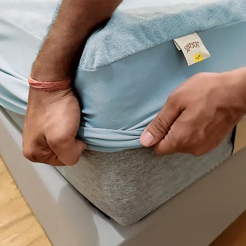 SleepyCat Waterproof Ultra Soft Mattress Protector | Cotton Feel Fitted Cover for Queen Bed | Breathable, Hypoallergenic & Durable Protection | 78x60 Inches | Blue