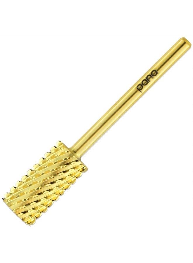 Professional 3/32" Shank Size - Flat Top Large Barrel Gold Carbide Bit 2X Coarse Grit - Nail Drill Bit for Dremel Machine
