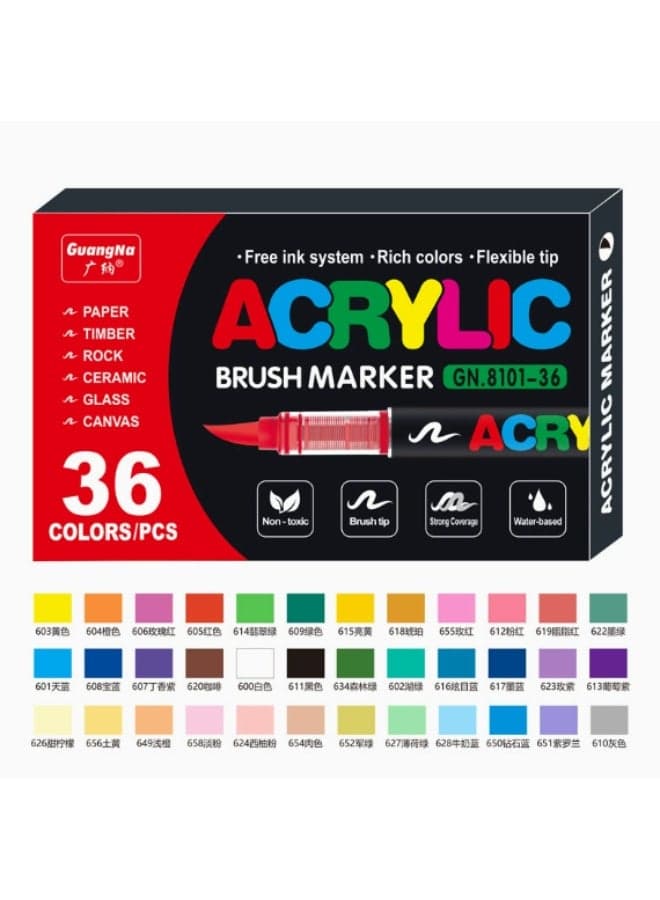 36-Piece Paint Marker Set for Art Supplies, School Supplies, Rock Art, Fabric Paint, Fabric Markers, Paint Pen, Art Markers