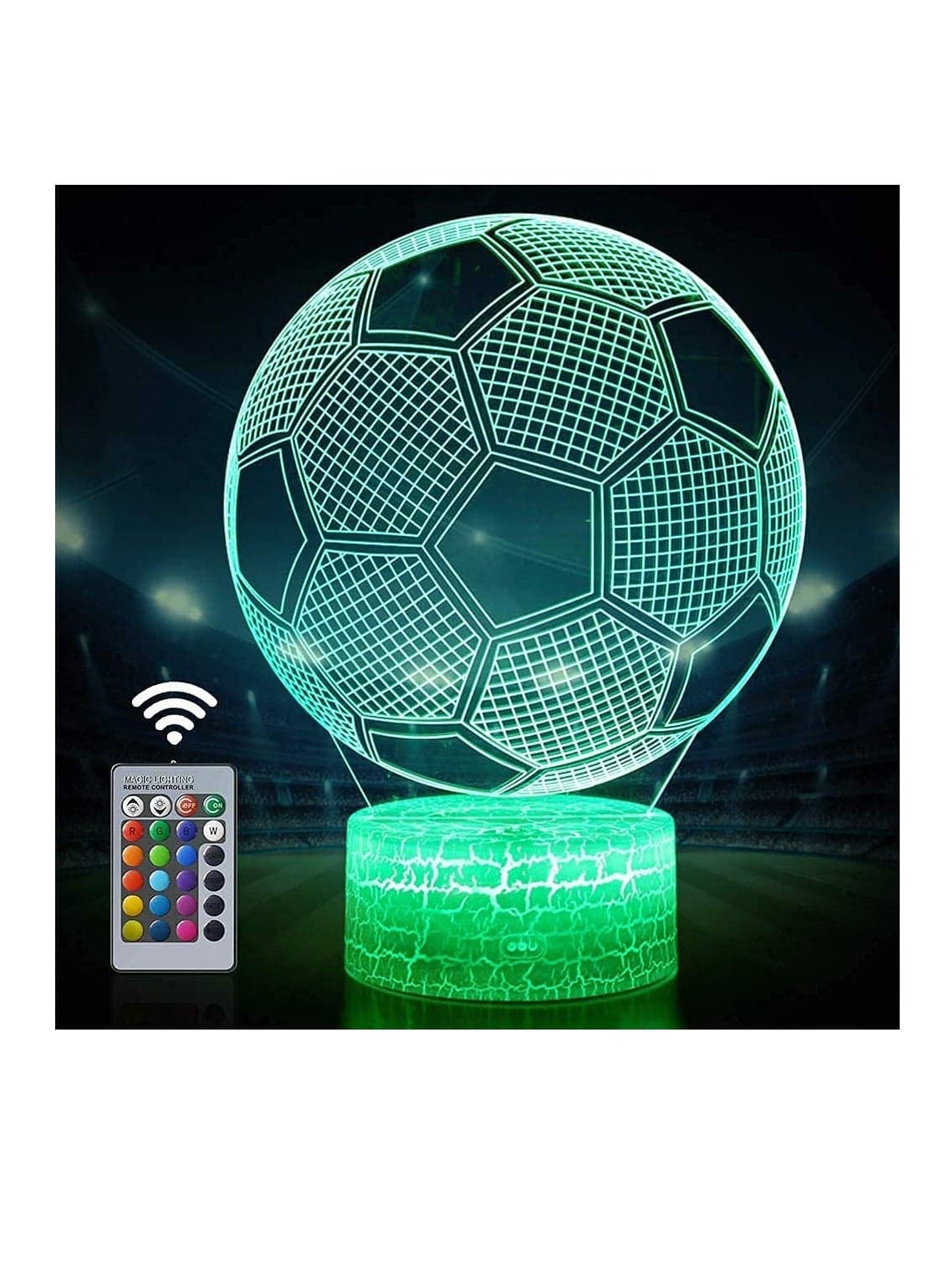 Football 3D Illusion Lamp, KASTWAVE Football Gifts for Boys Girls, 3D Night Light with 16 Colors Change Remote Control Decorative Desk Lamp Creative Birthday Gift Sports Fans Toys