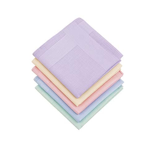 HOULIFE Ladies 100% 60S Cotton Handkerchiefs Womens Solid Candy Color Hankies for Wedding Party 16x16