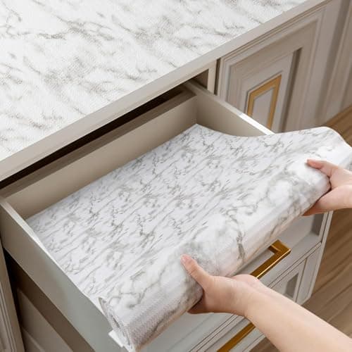 SUNBIRD Shelf Liner Drawer Liner Cabinet Liner Self Adhesive Waterproof Kitchen Cabinet Liners Shelf Paper for Drawers, Wardrobes, Pantry & Countertops (Marble Finish, 12 x 78 Inch)