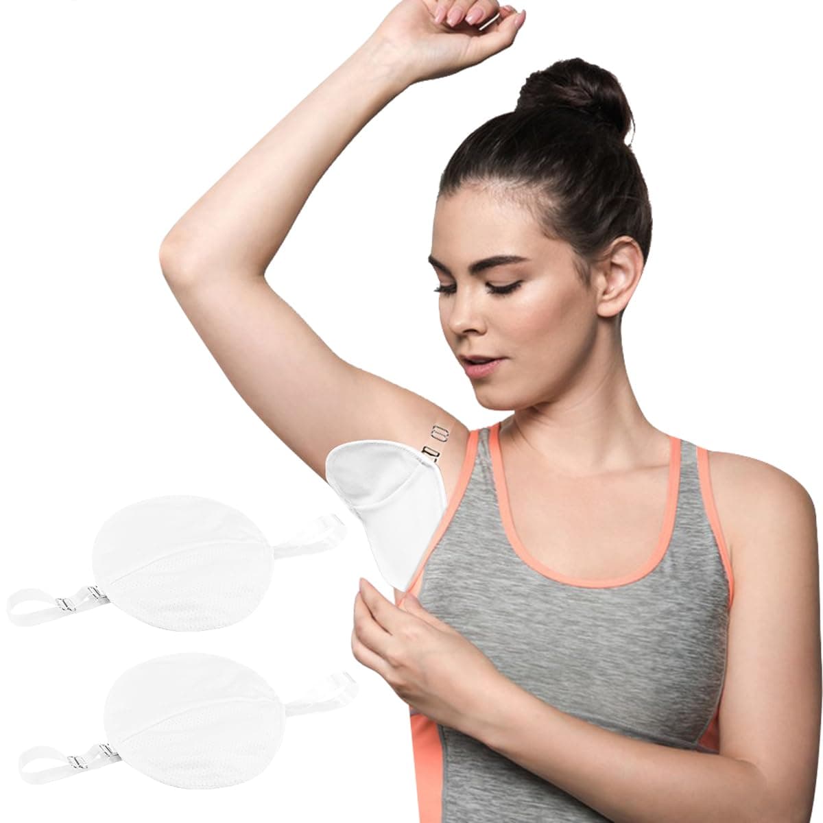 FERCAISH Underarm Sweat Pads 1 Pairs Reusable Sweat Absorbing Guards with Shoulder Strap Breathable and Washable Armpit Sweat Pads QuickDry AntiPerspiration Stickers for Women and MenWhite