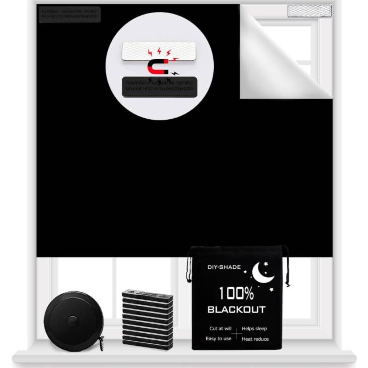 Magnetic Blackout Blinds 100 Blackout Shades Window Blackout Curtains for Any Windows 300 x145cm Cut to Any SizeShape 12X Magnetic Closure Fix on Black
