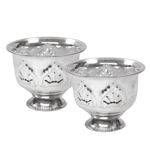 POSHIFY German Silver Bowl Pack of 2, Puja Bowls, Pooja Room, Puja Samagri, Silverware, Temple Accessories, Prayer Room Decor, Diwali Gift, Wedding Gift, Puja Bowl Set, Pooja, Prayer - 1309