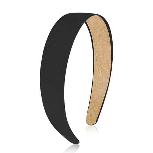 Wecoe Black 1 Inch Sueded Non Slip Fashion Solid Plain Headband Hair Band DIY Halloween Christmas Costume Hair Accessories for Women Girls Diademas Para Mujer Gifts