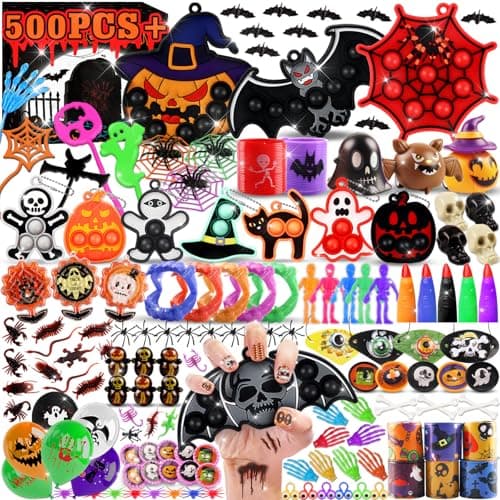 KissFree 500 PCS Halloween Party Favors for Kids, Halloween Toys Bulk, Halloween Goodie Bag Fillers, Non-Candy Treats for Kids, Classroom Prizes