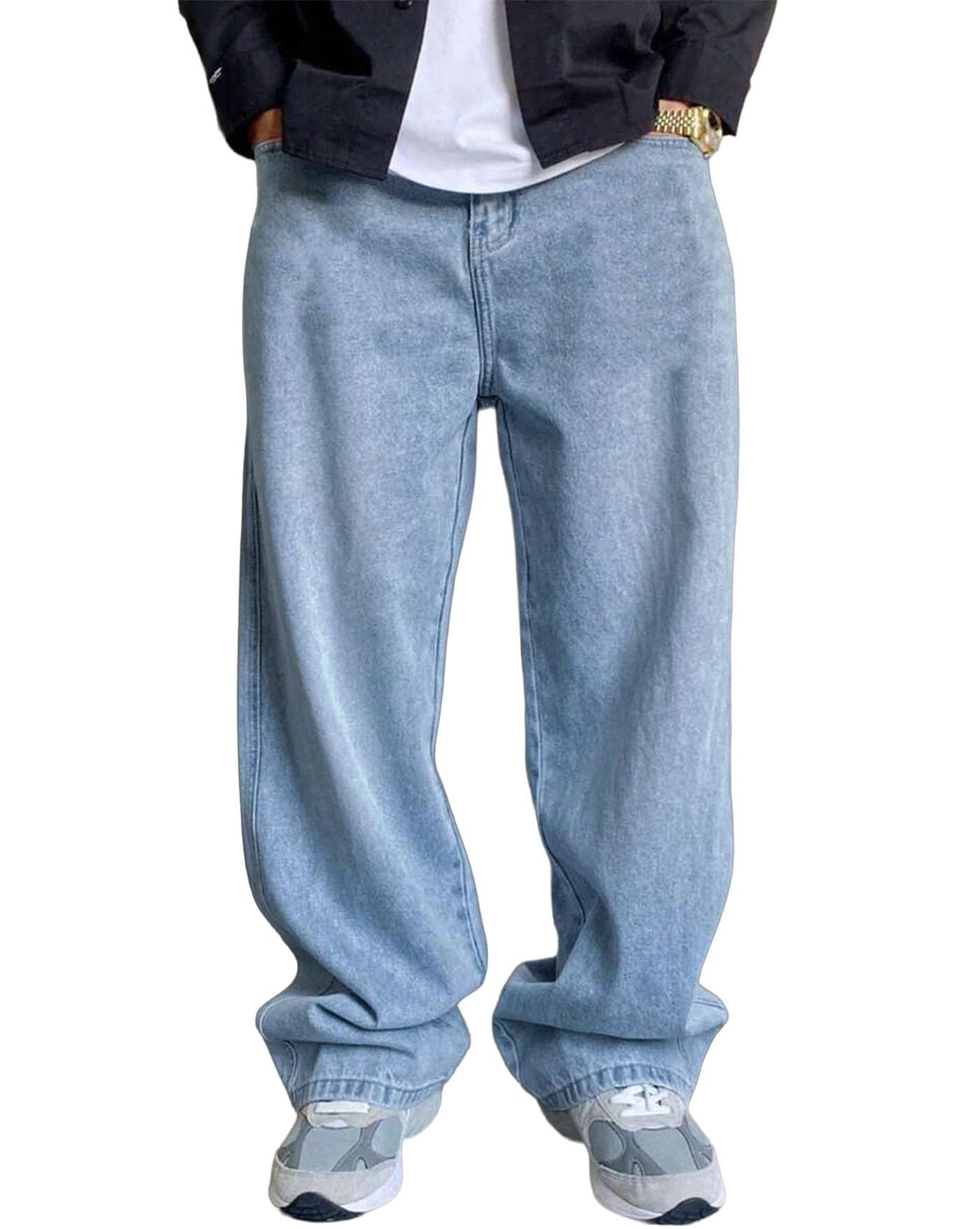 AUSK Men Jeans || Baggy Fit Jean's for Man || Loose Fit High Rise Denim || Stretchable Casual/Business Wear Jean,s || Dance Rapping Style Pant for Men || Denim Cotton Jeans