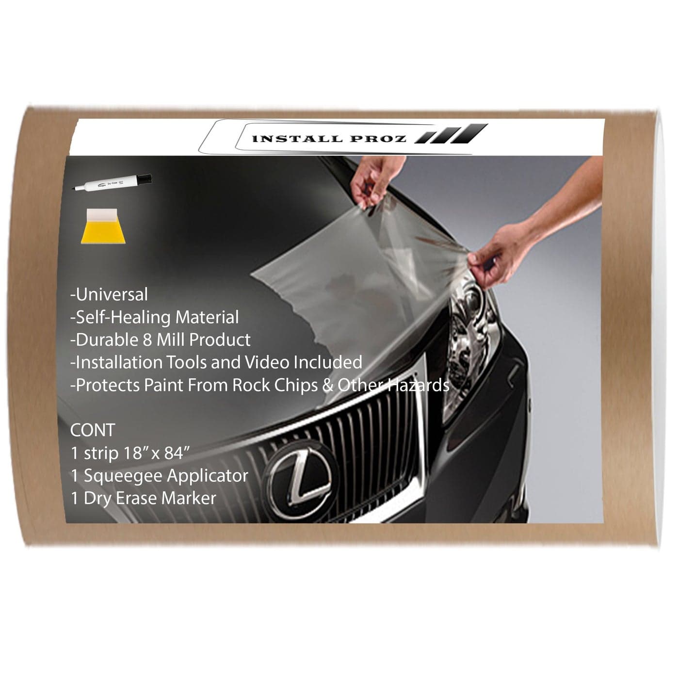 Install Proz Self Healing Universal Clear Paint Protection Bra Hood And Fender Kit (18" x 84")