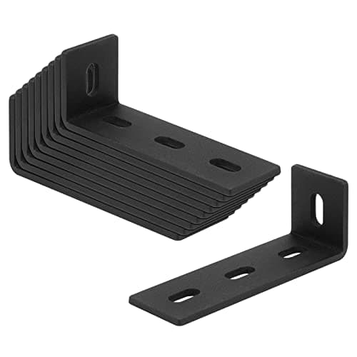 heneng 10 Pcs Heavy Duty L Shaped Angle Bracket, 4-5/8" x 1-1/2" x 1-5/8", Slotted Adjustable 90 Degree Corner Brace, 5/32" Thick