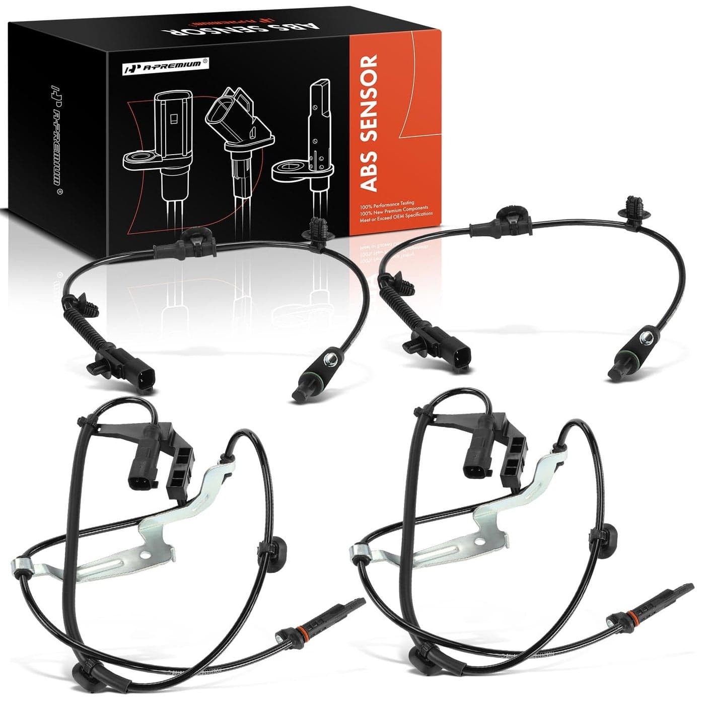 APremium 4PC Set Front Rear ABS Wheel Speed Sensor Compatible with Ford Models Ranger 2019 2020 2021 2022 2023 Front and Rear Driver and Passenger Side