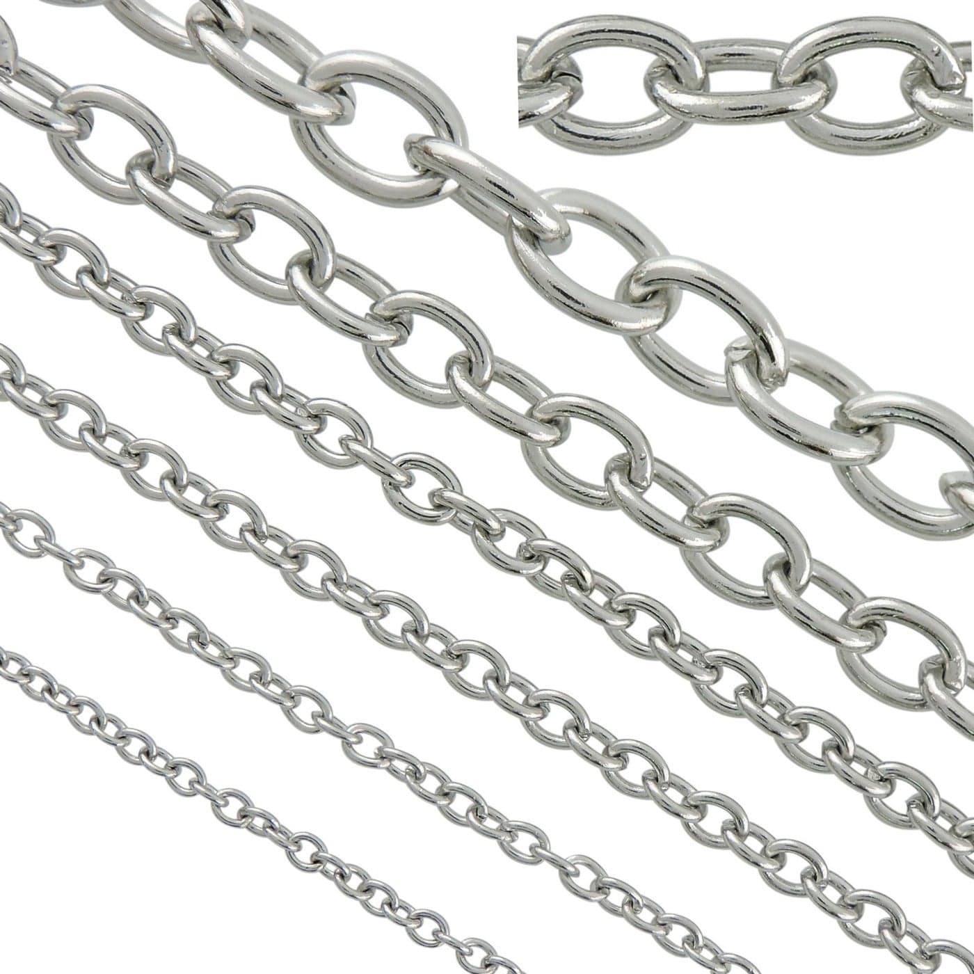 Coiris 165ft 6mm Width Stainless Steel Rolo Cable Chains Findings Fit for Jewelry Making DIY SC1027E
