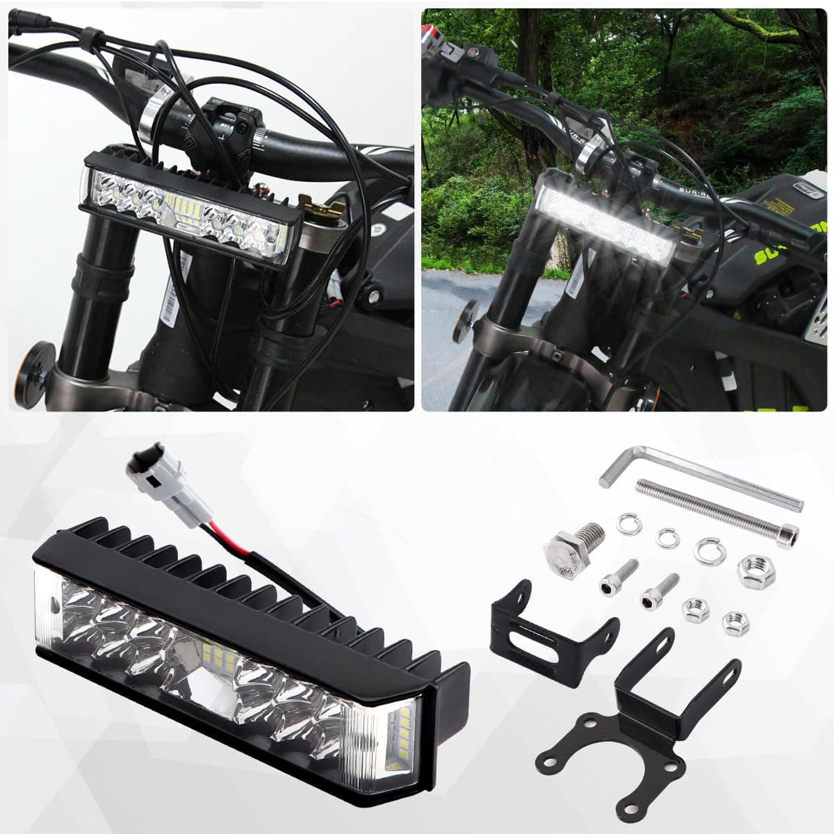 URLWALL Headlight Kit Plug N Play Light Bar Headlight for Sur Ron Segway with Headlamp Mount Bracket Powersports Head Lamp Bulbs Assemblies for Sur Ron Segway Without Switch