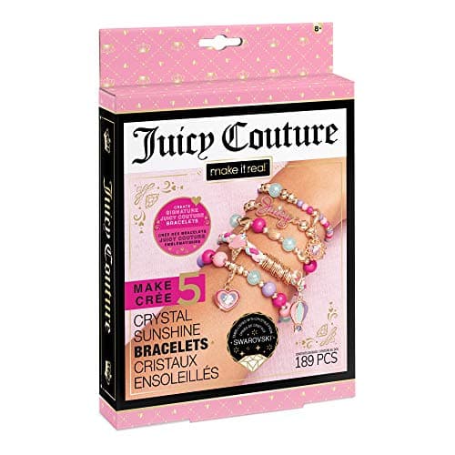 Make It Real Juicy Couture Mini Crystal Sunshine DIY Charm Bracelet Making Kit Friendship Bracelet Kit with Swarovski Crystal Charms Arts Crafts Bead Kit for Girls Makes 5 Bracelets