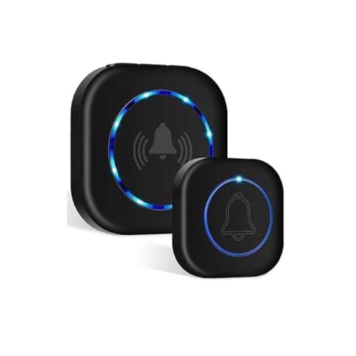 Nikcase 1Y Warranty Wireless Doorbell for Home & Office | Long Range 150m (500ft) | Multiple Musical Chimes | Adjustable 4 Volume LED Light Alert | Easy Plug & Play | Sunproof Water Resistance (Black)