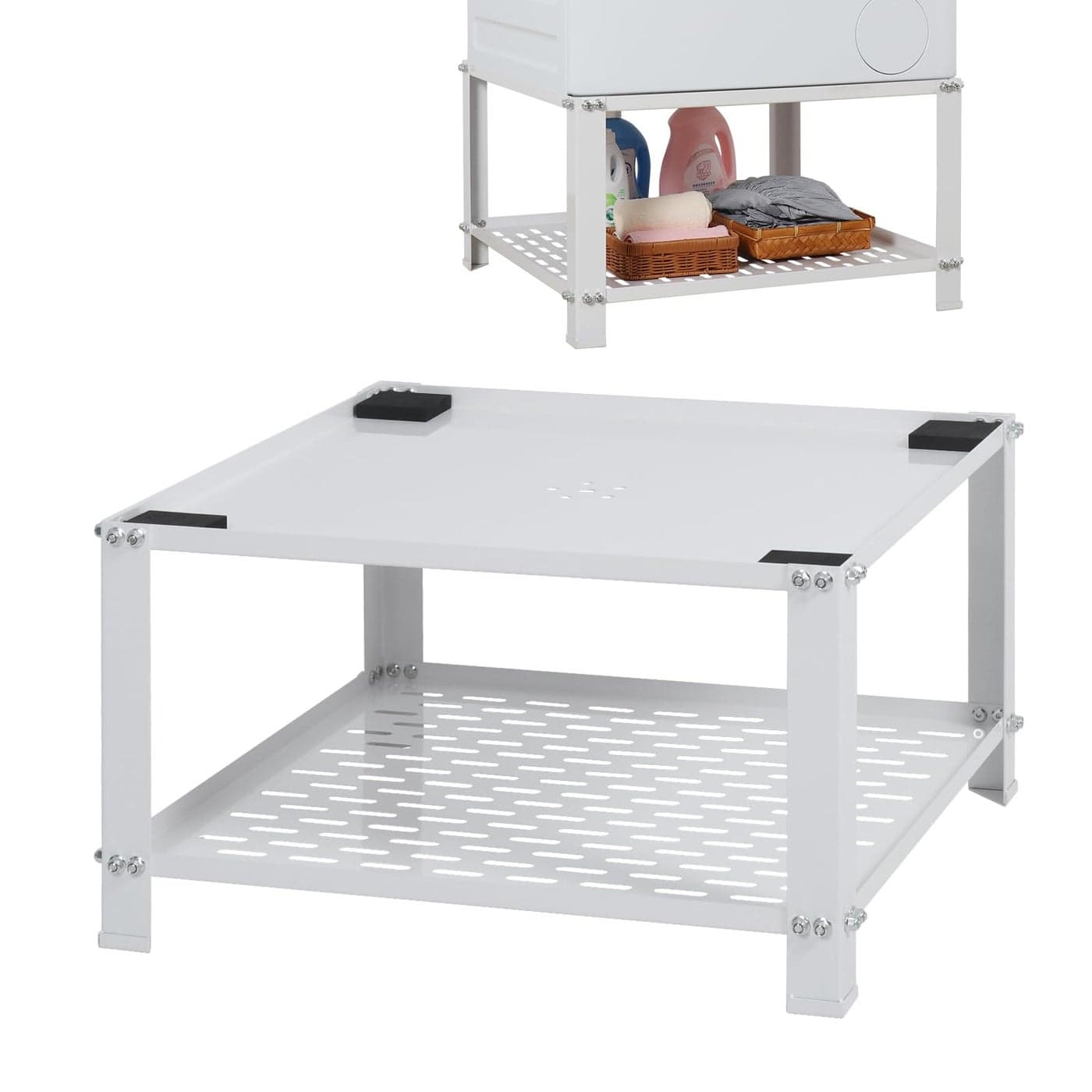 LUCKUP Laundry Pedestal with Storage ShelfUniversal Washing Machine Stand Heavy Duty Metal Base 275W275L1575H Universal Fit 700lbs Capacity Suitable for Dryer and Fridge
