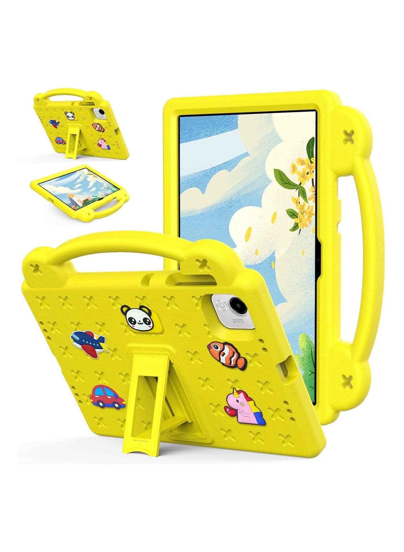Lightweight EVA Shockproof Case for Honor Pad X9a 11.5 Inch 2025 Designed for Kids with Built-in Handle and Hidden Stand Yellow Color