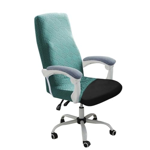 HOKIPO Office Chair Cover for Executive Chair (High-Back) – 170 GSM Stretchable Jacquard – Washable & Anti-Slip – Fits Big & Tall Office Chairs, Green (AR-5364-GR-L)