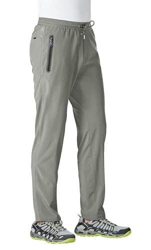 TBMPOY Men's Lightweight Hiking Pants Athletic Workout Pant Quick Dry Sweatpants Fishing Running Active Casual Medium Grey 3XL