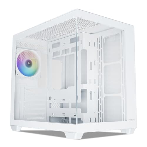 Vetroo AL900 ATX PC Case with 270° Full View Tempered Glass, Pre-Installed ARGB & PWM FDB Fan, Supports 360mm Radiator & 10 Fans, Type-C Ready, for 50 Series GPUs (White)