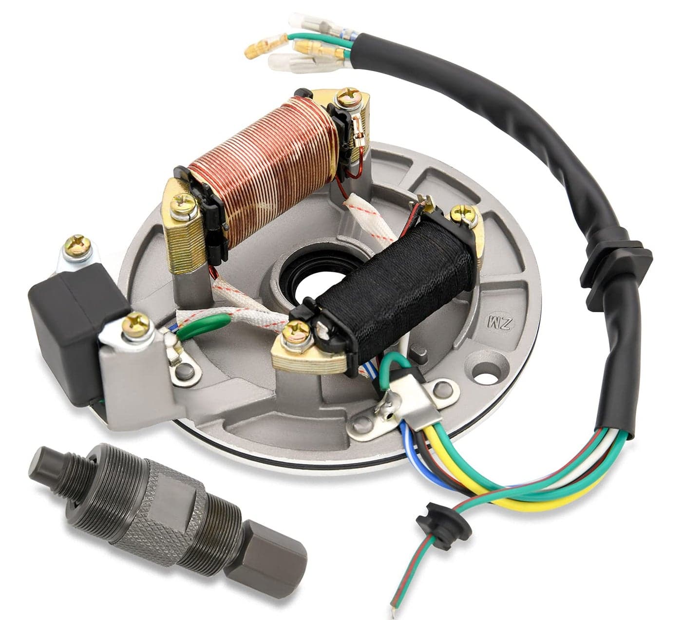 2 Coil Ignition Magneto Stator Plate for 50 70 90 110 125cc Taotao Kazuma SSR Baja ATV Quad Dirt Kick Bike 4 WheelerMagneto Flywheel Puller for Yamaha Honda Kawasaki Suzuki Scooter Dirt Bike