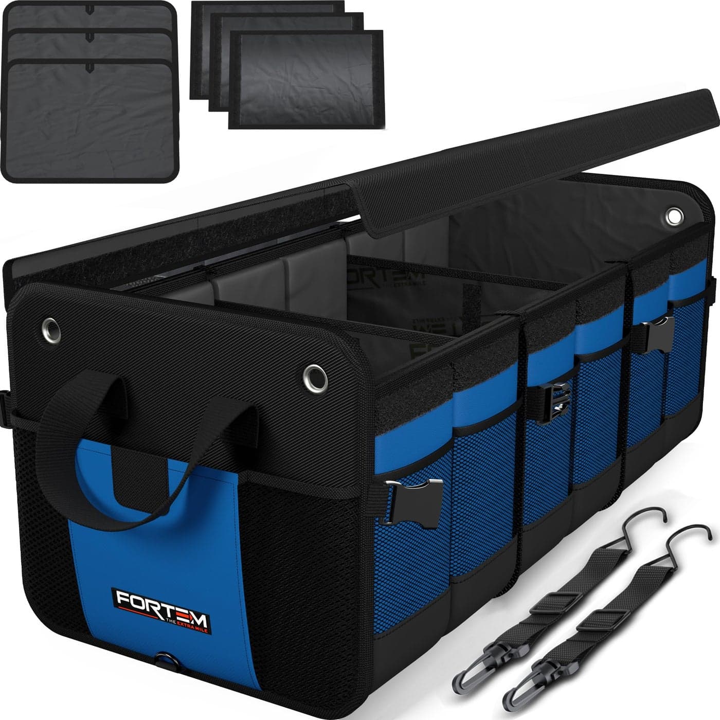FORTEM Trunk Organizer For SUV Car Organizer and Storage Collapsible MultiCompartment Storage Bag Car Accessories for Women Men 1680D Oxford Non Slip Bottom Adjustable Straps Soft Cover 90L