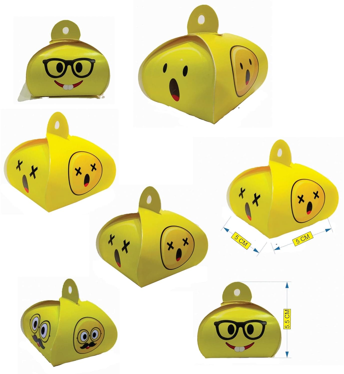 SMALL FOLDING SMILEY FACES 60 pcs BOXES PERFECT FOR BIRTHDAY PARTIES CELEBRATIONS ENGAGEMENTS WEDDINGS KITTY PARTIES OFFICE FAMILY PARTIES BOXES BEST FOR PACKING CHOCOLATES RETURN GIFTS