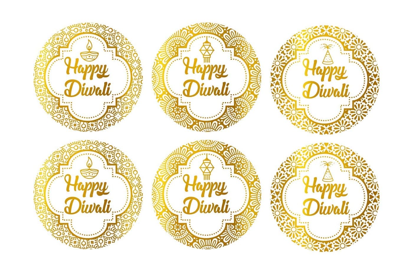 SVM CRAFT® Happy Diwali Gift Sticker Gold foil Round Sticker Seals Ideal for Treat Favor Party Bags Candy Jars Gift Boxes Bottles 2.5'' Inch a– Pack of 40 Sticker