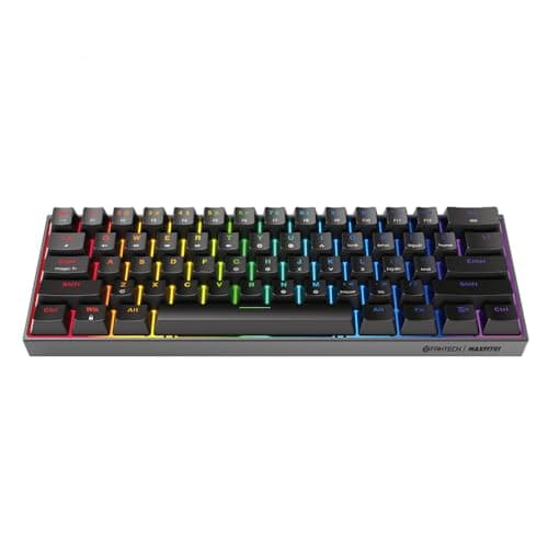FANTECH MAXFIT61 RGB Wired 60% Mechanical Keyboard, 61 Keys Hot Swappable Type-C Programmable Gaming Keyboard, Blue Switch, Black