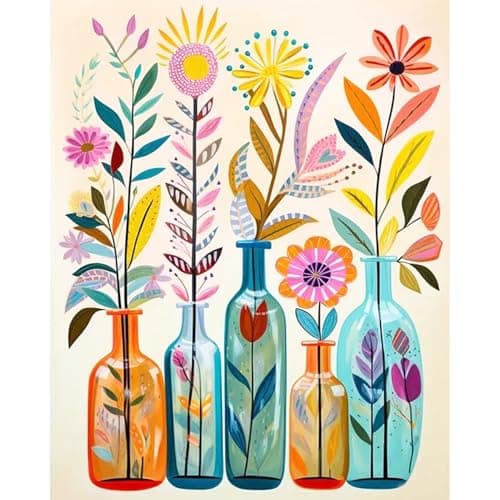 JATOK Paint by Numbers Kit for Adults Beginners Flowers DIY Easy Acrylic Oil Painting by Numbers on Canvas PaintbyNumbers Drawing Kits for Gift Home Wall Decor Without Frame 16x20in