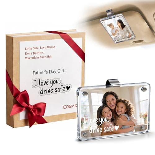 CoBak 1 Pack Acrylic Car Photo Holder Magnetic Personalized Car Visor Clip Fathers Day Gifts for Dad Car Accessories Car Decor for Men Him to Display Family Personal Photos