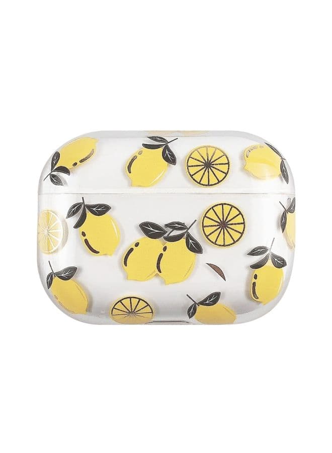 Case Cover For AirPods Pro 2 Bronzing Fruit Pattern PC Earphone Hard Protective Case Lemon