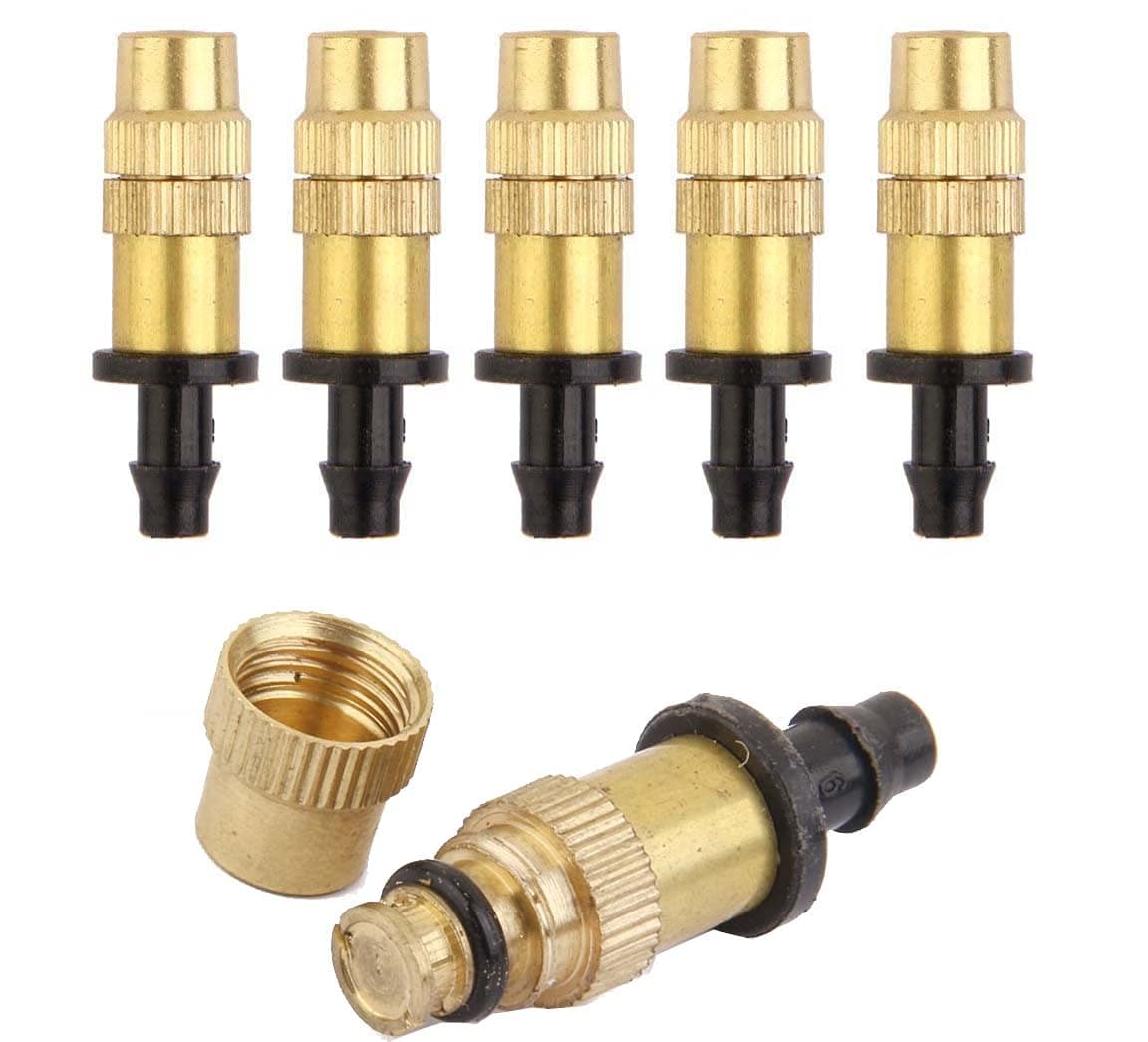 DIY Crafts 9 Pcs, Only Brass Mist Nozzle, Single Copper Brass Mist Nozzle on 22.5cm Stake Garden Flowers Irrigation Spray Sprinklers Misting Cooling (9 Pcs, Only Brass Mist Nozzle)