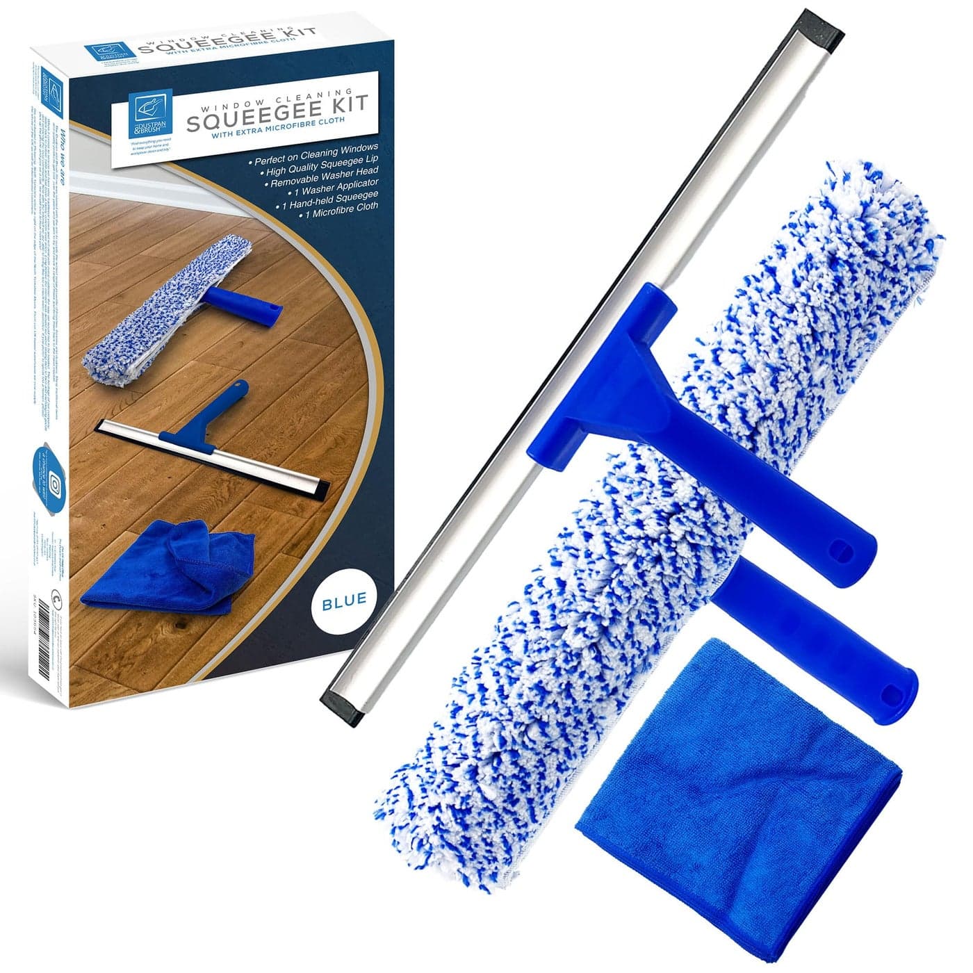 Rubber Squeegee Window Cleaner and Microfibre Glass Wiper Twin Pack 14 Multipurpose Professional Cleaning Kit for Window Car Bathroom Shower
