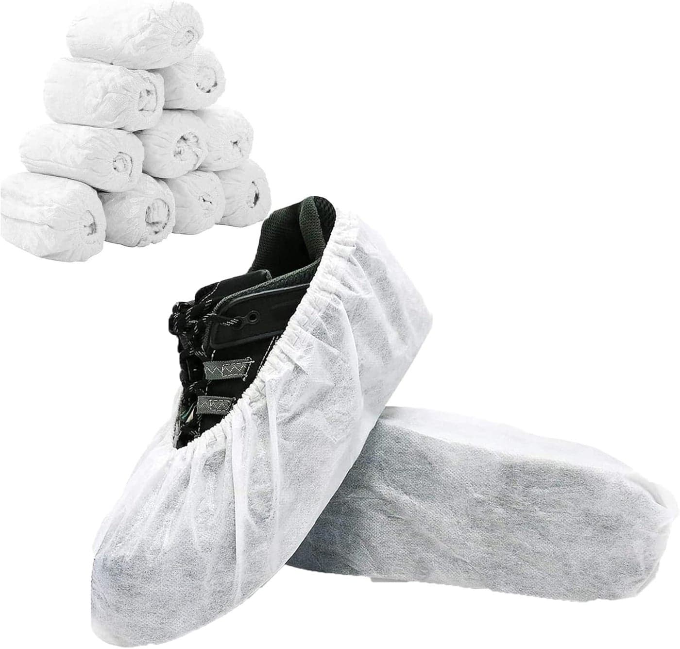 C-Cure Disposable Shoe Covers 50 Pcs | Non-Woven Breathable Anti-Slip Foot Covers with Elastic | Not Waterproof | Indoor Hygiene for Hospital, Clinic, Home Cleaning & Visitors Use | Free Size - White
