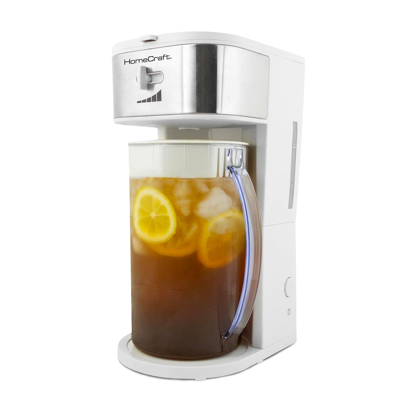 HomeCraft 3Quart White Stainless Steel Caf Iced Tea And Iced Coffee Brewing System 12 Cups Strength Selector Infuser Chamber Perfect For Lattes Lemonade Flavored Water Large Pitcher