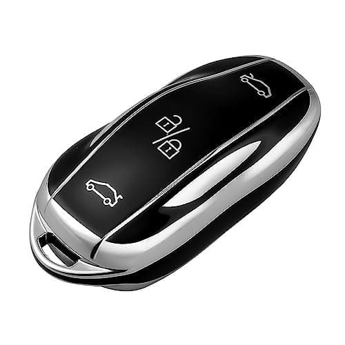 OFFCURVE for Tesla Key Fob Cover Full Protection Car Key Case Shell for Tesla Model 3 Model Y Model S Smart Remote Key Holder Black