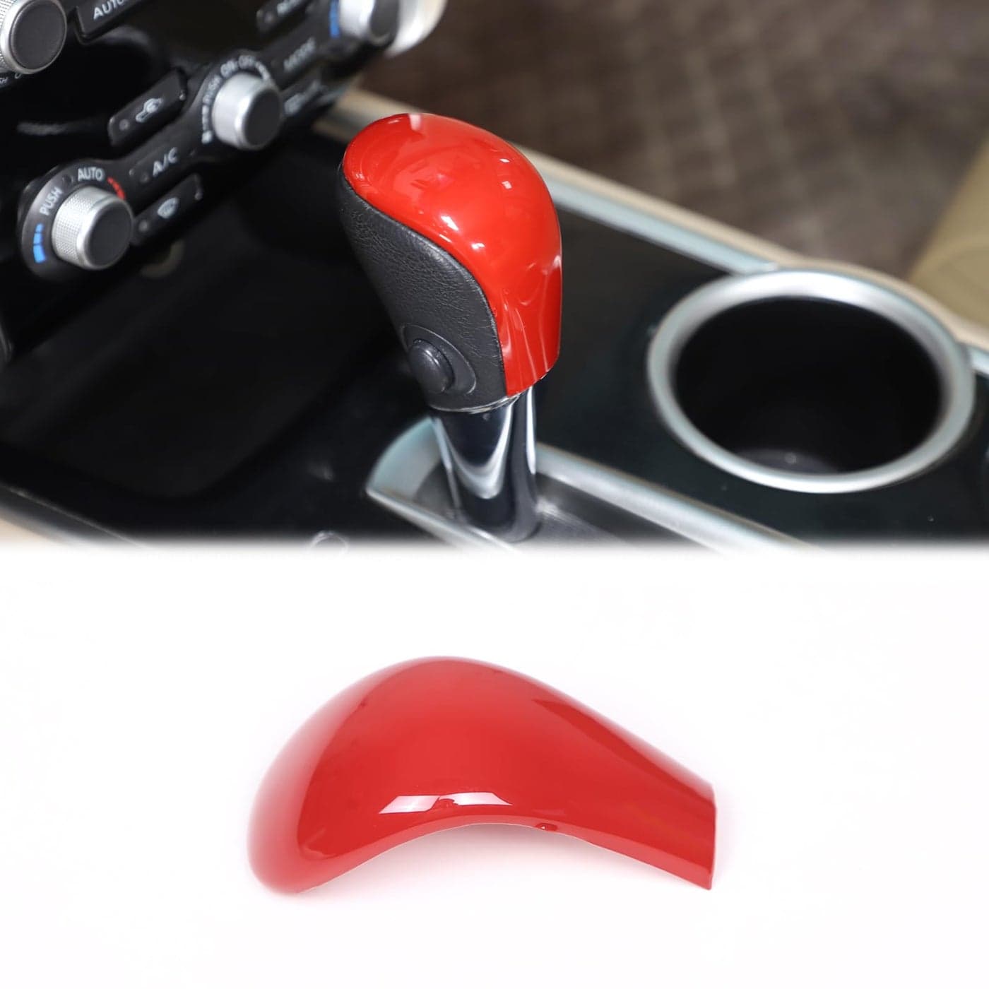Heutamo Gear Shift Knob Cover Trim Protector Compatible with Nissan Pathfinder 2013 2014 2015 2016 2017 2018Shift Knob Frame Cap Cover Sport Red