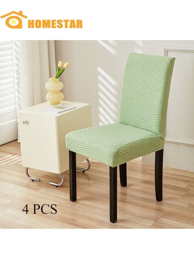 4pcs Dining Chair Stretch Chair Covers for Dining Room Chair, Removable Kitchen Chair Covers, Chair Protector Covers, Green