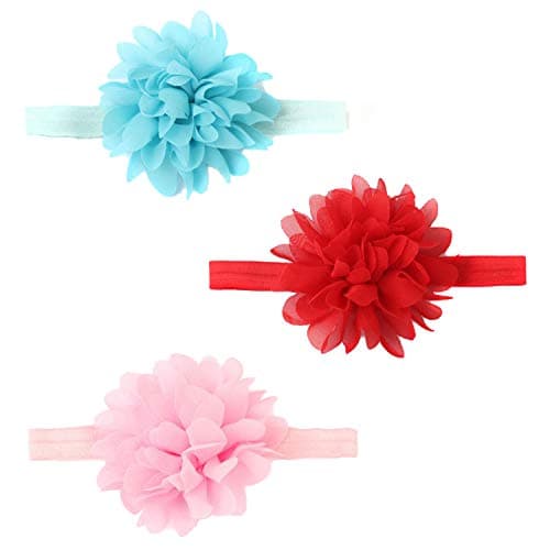 Babymoon (Set of 3) Headbands Flowers Soft Hairbands for Baby Girls Infants Toddlers-multi color