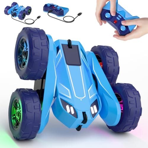 MaxTronic Remote Control Car Rechargeable RC Cars Remote Controller 20kmh Double Sided 360 Rotation Stunt Stunt Crawler with LED Lights for Boys Girls Aged 313