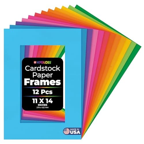 Hygloss Products Bright Specialty Frames Cardstock Paper Frame-Large-11 x 14 Inches-Center Size of 8 x 10 Inches - (10-12 Colors)- 12 Count
