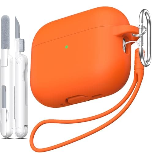 MHYALUDO for AirPods Pro 3 Case 2025 Military Grade Soft Silicone ShockAbsorbing for AirPods Pro 3rd Generation USBC Cable with Lanyard and Cleaning KitFront LED Visible Orange