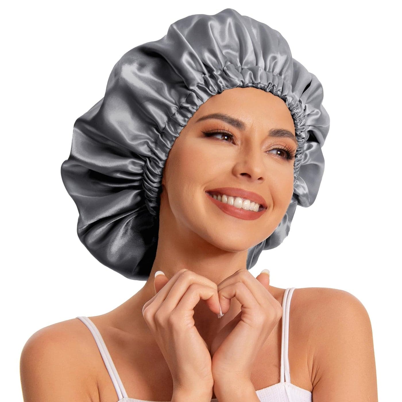 Satin Bonnet Silk Bonnet Hair Bonnet for SleepingSlouchy Beanie Hat Satin Sleep Cap for Womens Natural Curly HairDark Grey