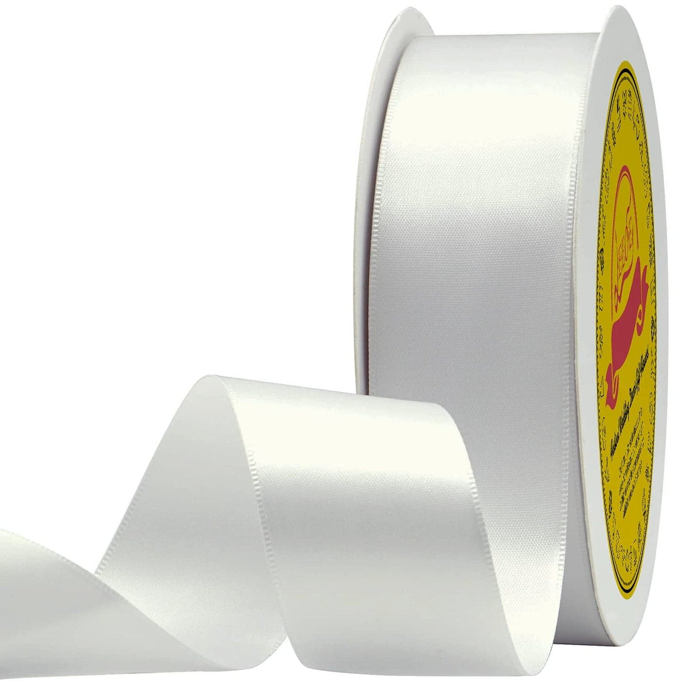 LEEQE Double Face Satin Ribbon 112 X 50 Yards Polyester Off White Ribbon for Gift Wrapping Very Suitable for Weddings Party Invitation Decorations and More