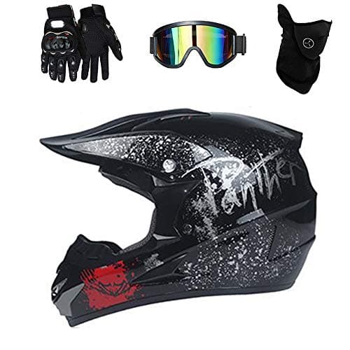 TRIPERSON Dirt Bike Off-Road Motocross ATV Motorcycle Helmet for Men Women,Professional Competition Helmet DOT Certified (Black, Medium)