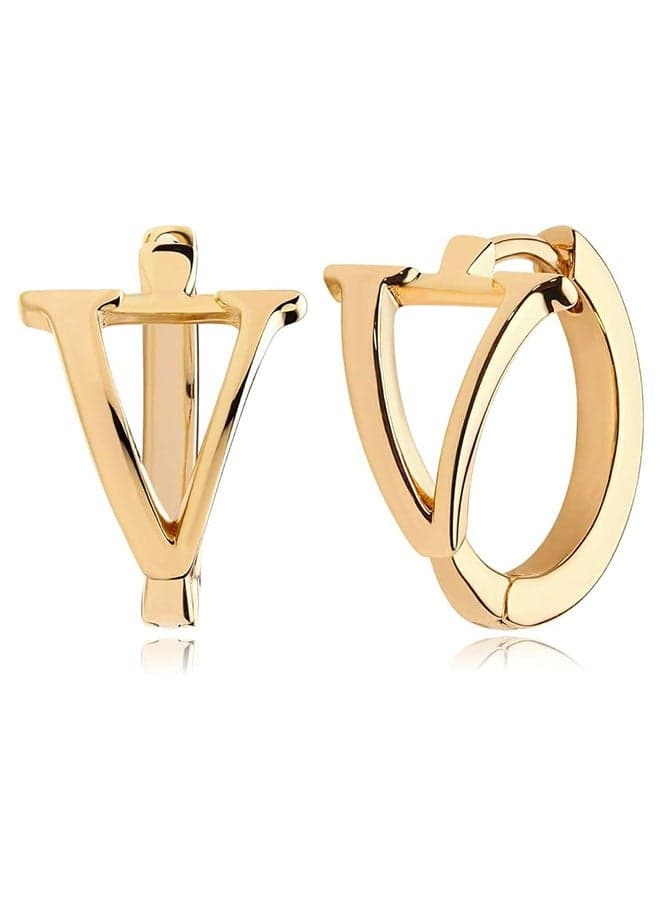 Women Huggie Hoop Earrings Gold Initial Sleeper 14K Gold Filled Small Simple Delicate Handmade Hypoallergenic Personalized Jewelry Gift - 26 Letters